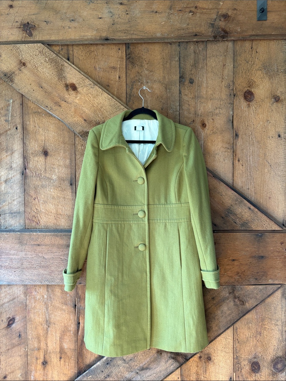 Women's Green Wool-Blend Long Coat